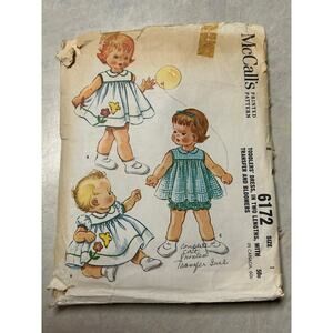 Vintage‎ 1960's McCalls Pattern #6172 Toddler Dress and Bloomers Size 1